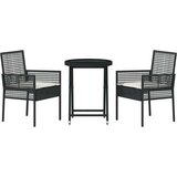  3-dijelni vrtni bistro set s jastučićima crni poli ratan | shoptok.hr