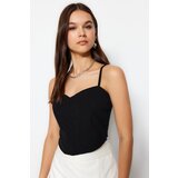 Trendyol Crop Top - Black - With Slogan Cene