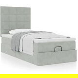 vidaXL Otomanski posteljni okvir z vzmetnicami siv 90x200cm žamet | Shoptok.si