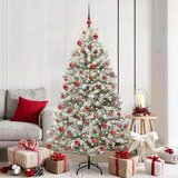 vidaXL Umestno božično drevo Zelena in Bela 180 cm PVC in kovina | Shoptok.si