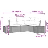  4-dijelni Vrtni Kauč Set s Jastucima Bež Poli Ratan | shoptok.hr