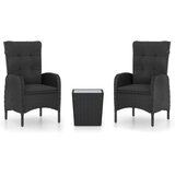  3-dijelni vrtni bistro set od poliratana i stakla crni | shoptok.hr