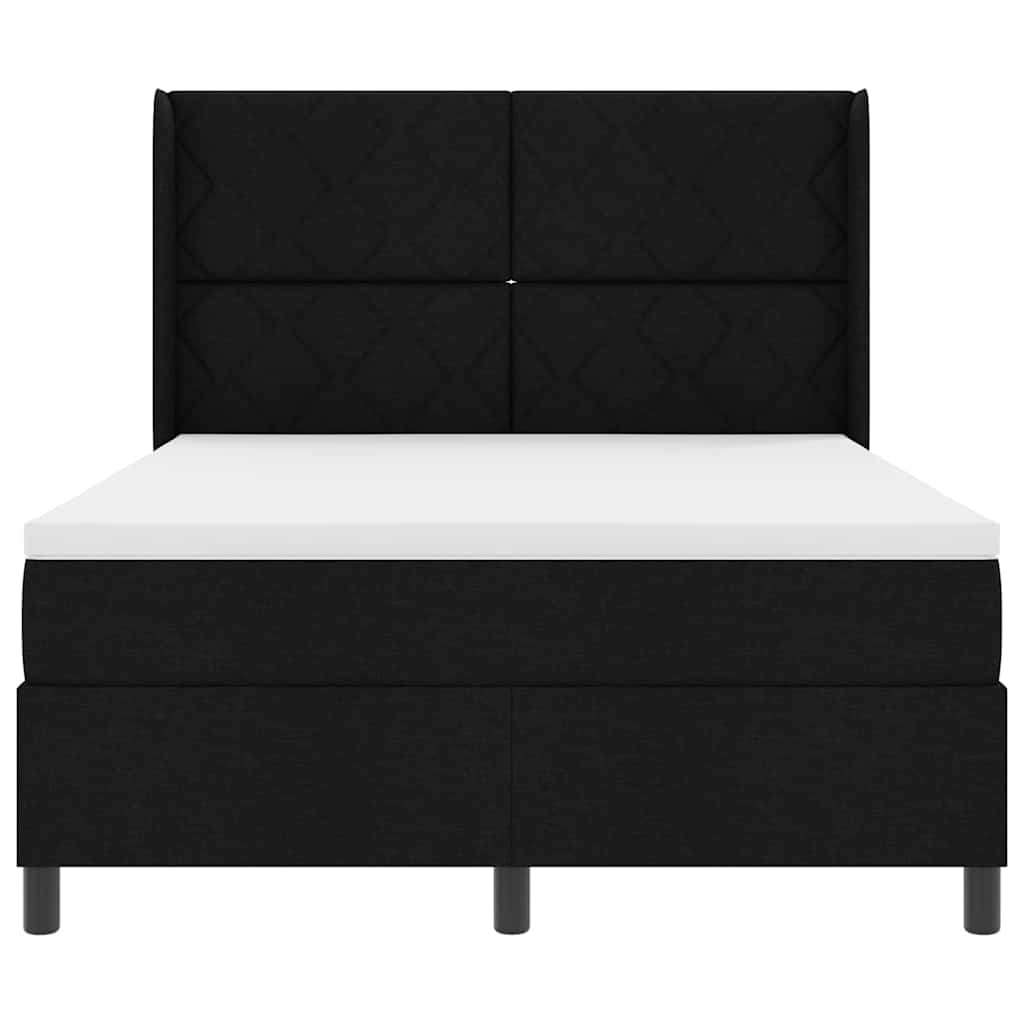 vidaXL Box spring postelja z vzmetnico črna 140x190 cm tkanina, (22050001) | Shoptok.si