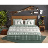 Good Morning Zelena/kremno bela flanelna posteljnina za zakonsko posteljo/podaljšana 200x220 cm Bjirk – | Shoptok.si