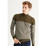 ALTINYILDIZ CLASSICS Men's Khaki-Grey Standard Fit Normal Cut, Half Turtleneck Patterned Knitwear Sweater. Cene