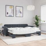 vidaXL Izvlečna dnevna postelja z vzmetnico tem. siva 80x200 cm žamet | Shoptok.si