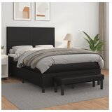 vidaXL Krevet s oprugama i madracem crni 140 x 190 cm od umjetne kože | shoptok.hr