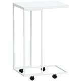 The Living Store Stranska mizica s kolesi bela 40x30x63,5 cm inženirski les - Stranska Mizica, (21421234) | Shoptok.si