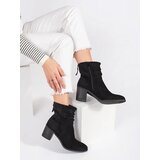 Shelvt Women's black suede boots with a ruffled upper | Eponuda.ba