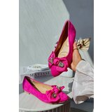 Boto Women's Eco Suede Ballerina Flats with Bow and Brooch Fuchsia Satris | shoptok.hr