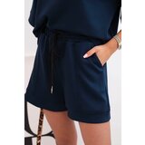 Kesi Włoski Women's butter set with a short-sleeved blouse and shorts with an elastic band navy blue | Shoptok.si