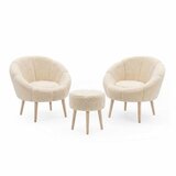 Atelier Del Sofa Set stolica i taburea, 3 dijela, krem | Eponuda.ba