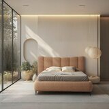 MID.YOU OBLAZINJENA POSTELJA 180 cm x 200 cm , les, tekstil, leseni material terakota | Shoptok.si