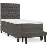 Box spring krevet s madracem tamnosivi 90x190 cm baršunasti | shoptok.hr