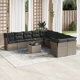 vidaXL 11-dijelni set vrtnih sofa od poliratana s jastucima sivi Cijene
