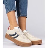 Gemre Beige women's sneakers with navy blue detail Melly | Shoptok.si