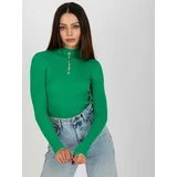 Fashion Hunters Lady's green ribbed turtleneck blouse