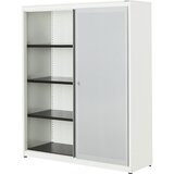 mauser Omara z drsnimi vrati, akustični učinek, jeklena plošča, VxŠxG 1516 x 1200 x 432 mm, 3 police, čista bela / aluminijasto siva / čista bela | Shoptok.si