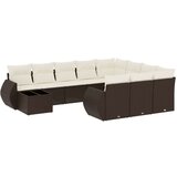vidaXL 11-dijelni set vrtnih sofa od poliratana s jastucima smeđi | shoptok.hr
