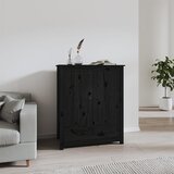 The Living Store Visoka omarica črna 83x41,5x100 cm trdna borovina - Visoka Omarica, (21435706) Cene
