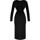 Trendyol Black Evening Dress with Knitted Lined Cut Out/Window Detail Cene