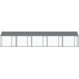 vidaXL Pasji boks s streho in vrati siv 10x2x2 m pocinkano jeklo | Shoptok.si