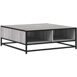 Maison Chic Klubska mizica - kavna mizica - Nizka mizica siva sonoma 80x80x30 cm inženirski les in kovina, (21752747) Cene