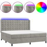 The Living Store Box spring postelja z vzmetnico LED svetlo siva 200x200cm žamet - Box Spring Postelja, (21489795) | Shoptok.si
