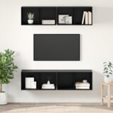 vidaXL Stenski TV kabinet s polico 4 pcs Črni hrast 37 x 37 x 72 cm | Shoptok.si