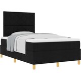 vidaXL Postelja s škatlasto osnovo z vzmetnico, črna, 120x200 cm, tkanina | Shoptok.si