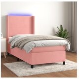  Box spring postelja z vzmetnico LED roza 100x200 cm žamet | Shoptok.si