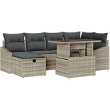 vidaXL 7 delni vrtni sofa set z blazinami svetlo siva poli ratan | Shoptok.si