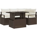  5-delni vrtni sofa set z blazinami rjav poli ratan | Shoptok.si