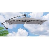 Vrt Pravokutni suncobran s postoljem, LED svjetlima i ručicom, rotirajući za 360°, konzolni suncobran, sivo | shoptok.hr