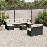  10-dijelni set vrtnih sofa s jastucima crni od poliratana | shoptok.hr
