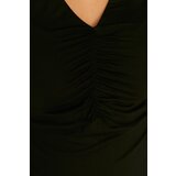 Trendyol Curve Black V Neck Pleated Knitted Dress | ePonuda.com