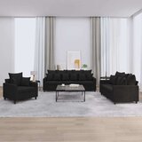 vidaXL 3-dijelni set sofa s jastucima crni baršunasti | shoptok.hr