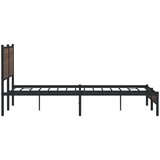 vidaXL Kovinski posteljni okvir z vzglavjem rjavi hrast 183x213 cm, (21322058) | Shoptok.si