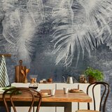  Foto tapeta - Abstraction with nature - exotic leaves on a blue background with pattern 392x280 | shoptok.hr