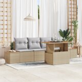 vidaXL 5-dijelni vrtni set sofa s jastučićima Bež poli ratan | shoptok.hr
