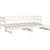  Izvlečna dnevna postelja bela 2x(80x200) cm trdna borovina, (20645583) | Shoptok.si