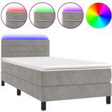  Box spring postelja z vzmetnico LED svetlo siva 80x200 cm žamet, (20724703) | Shoptok.si
