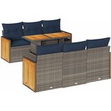  7-dijelni set vrtnih sofa poliratan i bagrem s jastucima sivi | shoptok.hr
