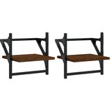 The living store stenske police s prečkami 2 kosa rjavi hrast 30x25x30 cm - stenska polica, (21502994) | Shoptok.si