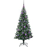 vidaXL Umjetna preddekorirana božićna jelka Zelena 150cm PVC in kovina | Shoptok.si