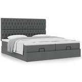 vidaXL Otomanski posteljni okvir z vzmetnicami siv 180x200 cm blago | Shoptok.si
