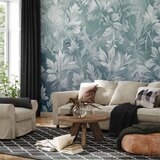  Foto tapeta - Ornaments in Worn Muted Turquoises: Delicate Plant Pattern 294x210 Samoljepljiva | shoptok.hr