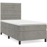 Maison Chic Box spring postelja - Vzmetna postelja z vzmetnico svetlo siva 90x200 cm žamet SL652, (21910122) | Shoptok.si