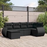 6-dijelni set vrtnih sofa s jastucima crni od poliratana | shoptok.hr