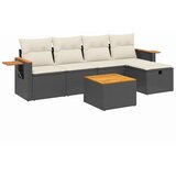  6-dijelni set vrtnih sofa s jastucima crni od poliratana Crna 61.5 x 62 x 69 cm | Shoptok.si